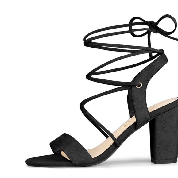 Allegra k lace up block heel sandals black color new - Picture 3 of 5